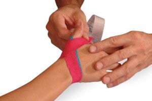 medical taping skiers thumb